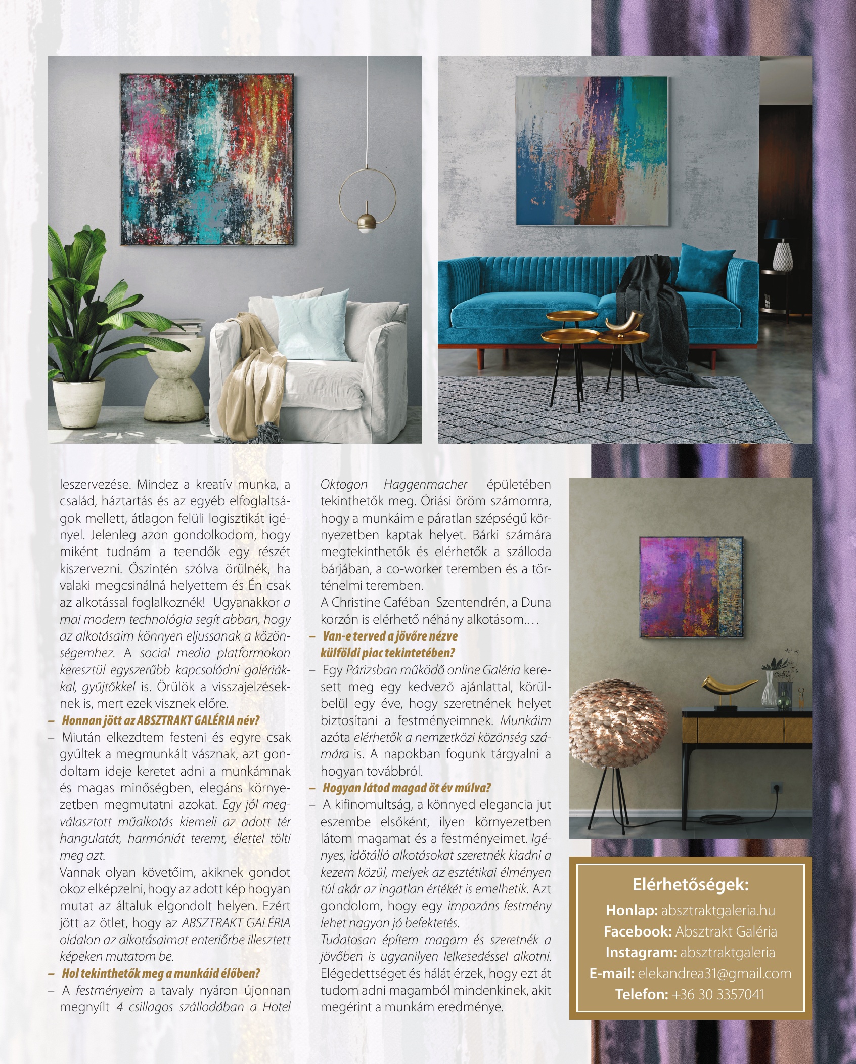 Elek Andrea Art gondolatai az alkotásról és az absztrakt festészetről